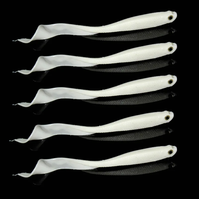 

5x Fishing Lures Artificial Soft Worm Silicone Bait Fishing Luminous Clear Green