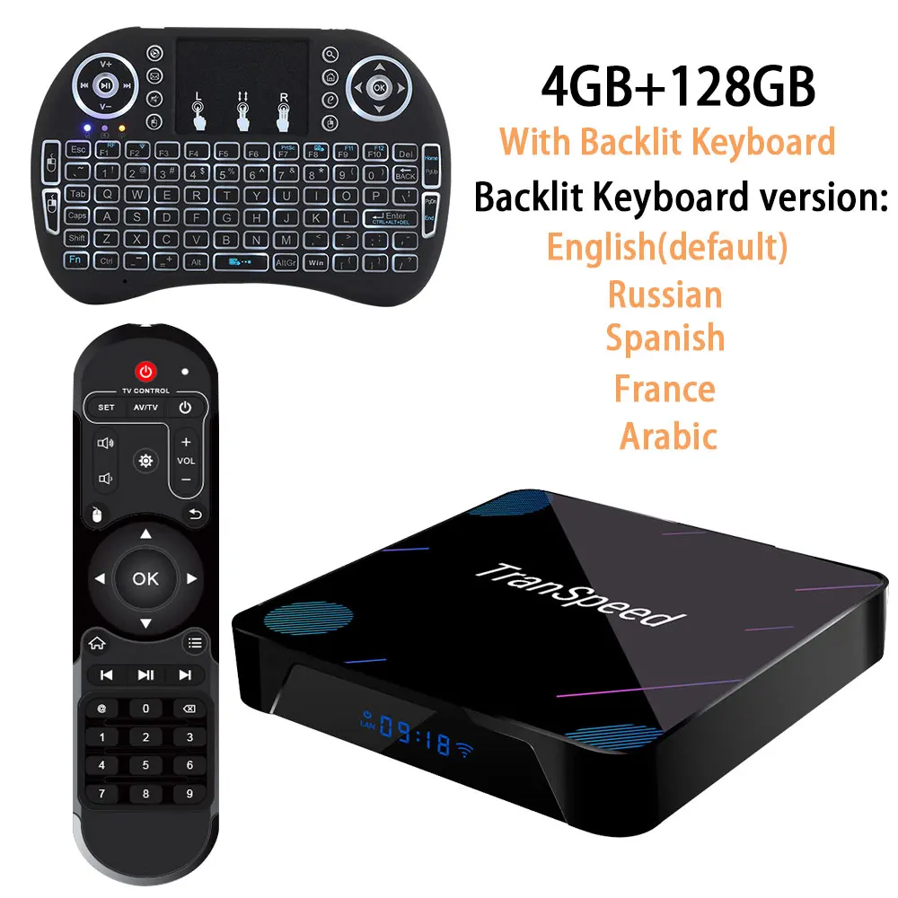128G with Keyboard Transpeed X3 Plus Android 9,0 Amlogic S905X3 Google голосовой помощник 2G 4G 64G 128G 1000M Wifi tv BOX Youtube Netflix 8K HDR - Цвет: 128G with Keyboard