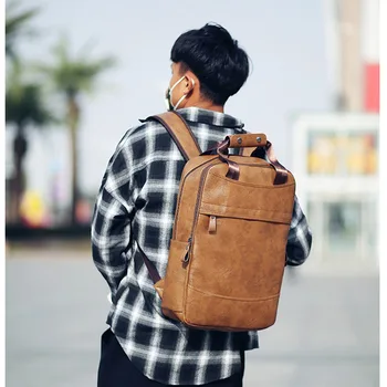 

backpack men bagpack Free shipping shoulder bag men PU leather business bag backpack student bag travel bag computer men bags