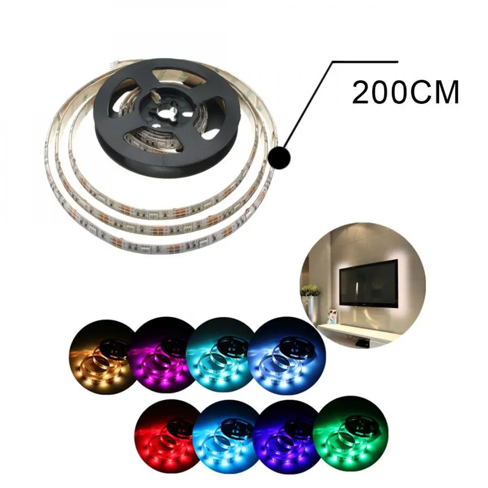 

Waterproof 200cm/6.5feet Wall 60 Leds 5050 RGB USB Strip Light with Mini Controller Suit Powered by USB 5V for Notebook PC TV