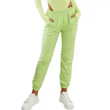 Спортивные штаны модные женские однотонные дикие уличные Стильные повседневные спортивные повседневные свободные длинные штаны с эластичной резинкой на талии