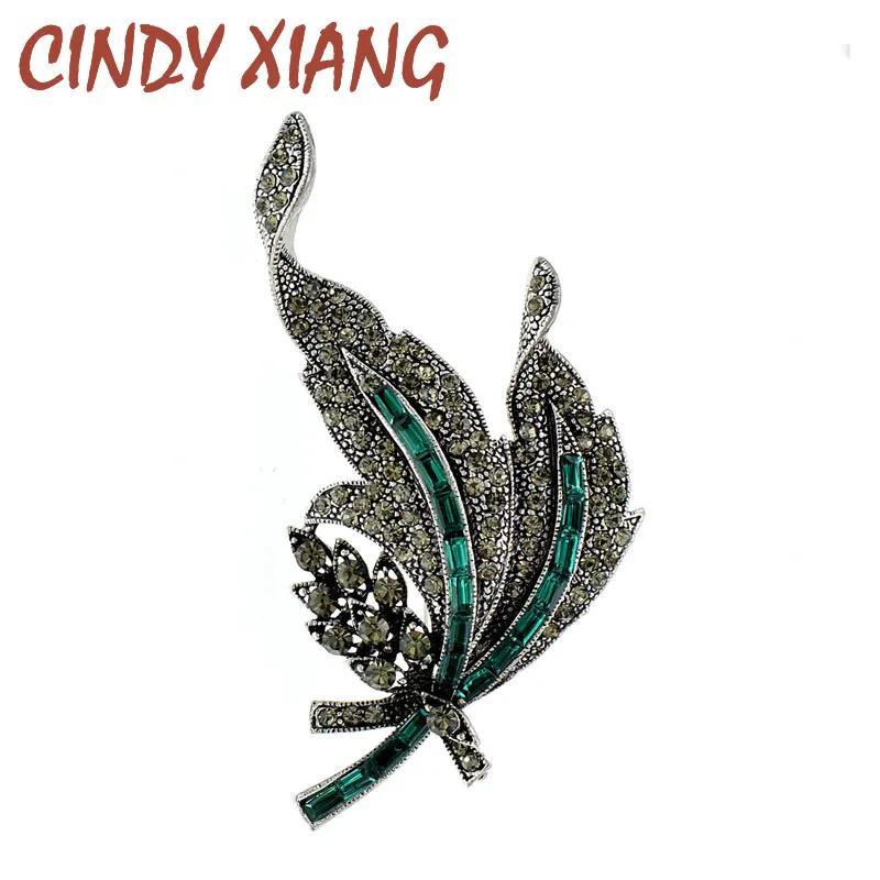 

Женская Брошь в виде листьев CINDY XIANG, Винтажная брошь в виде стразы черного цвета в Корейском стиле, зимние аксессуары, хороший подарок