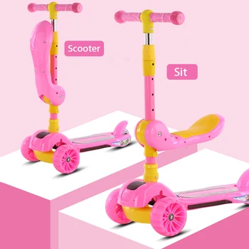 

3in1 Outdoor Scooter Adjustable Kick Scooter for Children Foldable Printing 3 Wheels Outdoor Sport Ride on Cars Toys