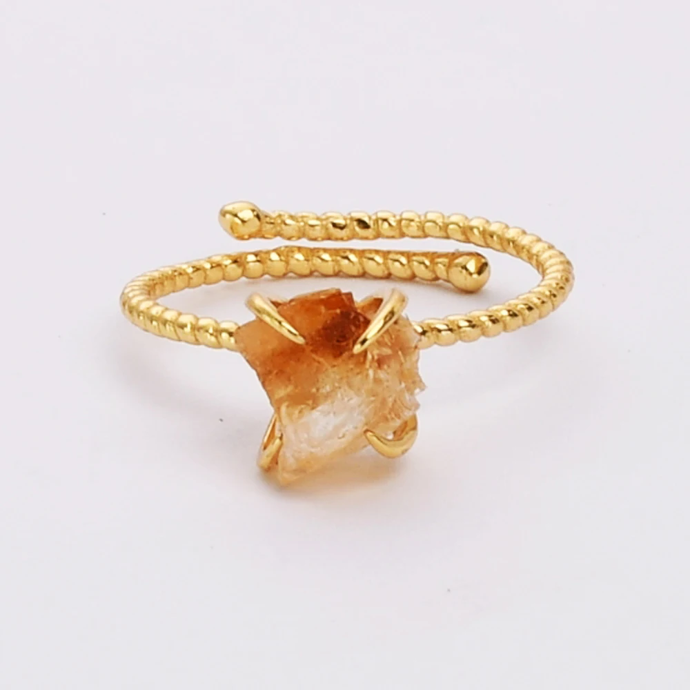 

BOROSA 5Pcs New Mixed Colors Gold Color Freeform Blue Apatite Claw Rings for Women Fashion Drusy Gems Jewelry Party SS203