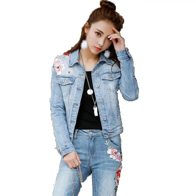 denim jacket with suit pants