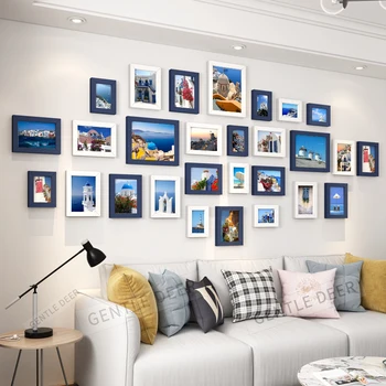 

European Style 28 pcs/set Photo Frames for Picture,Solid Wood Large DIY Wall Hanging Photo Frame Combination for Wedding Picture