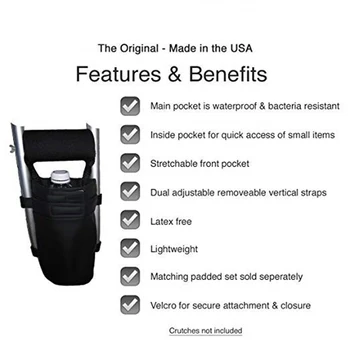 

Crutch Bag Handsfree Storage Accessories Washable Ergonomic Underarm Disabled Orthopedic Pouch Pocket Tote Portable Neoprene