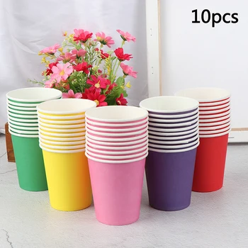 

10pcs Color Disposable Cups Handmade Paper Cups Kindergarten DIY Handmade Materials Household Coffee Cup Kitchen Accessories