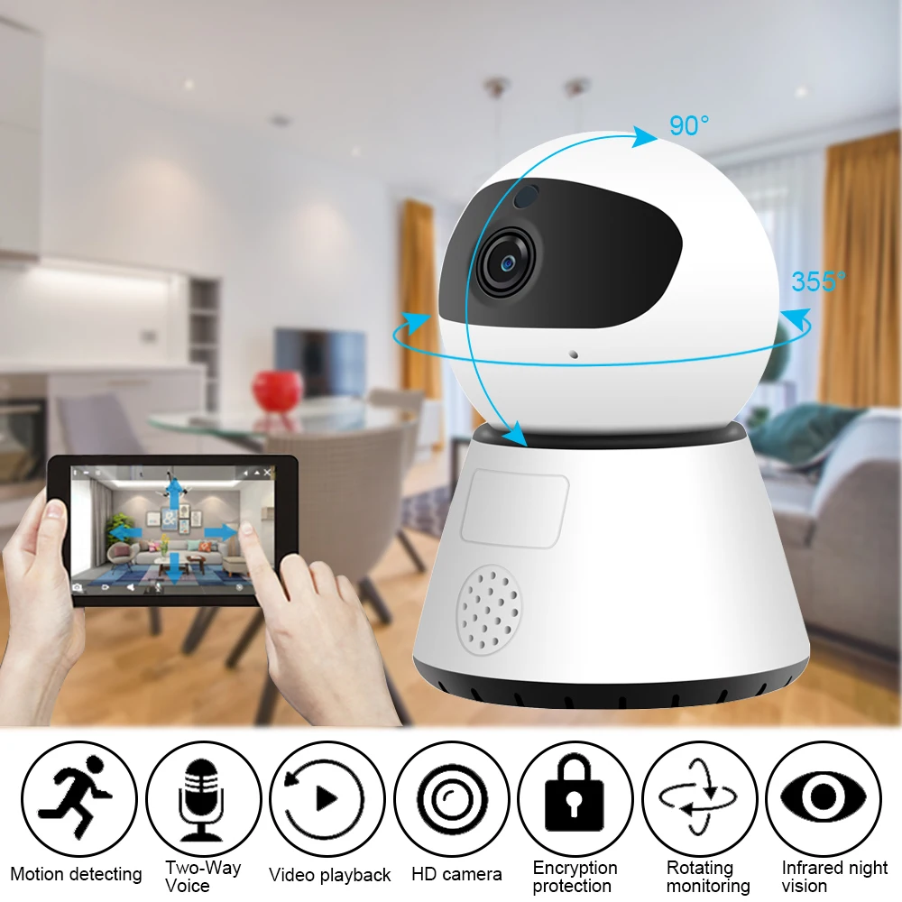 Беспроводная мини ip-камера с функцией обнаружения движения, инфракрасное ночное видение, домашняя охранная камера наблюдения, Wi-Fi, облачный сервис