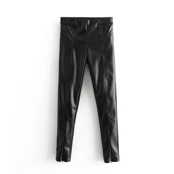 

VomVo 2019 New Winter Leggings High Waist Women's Faux Leather Pants Skinny Plus Velvet Fashion Pants Stretch Leggings