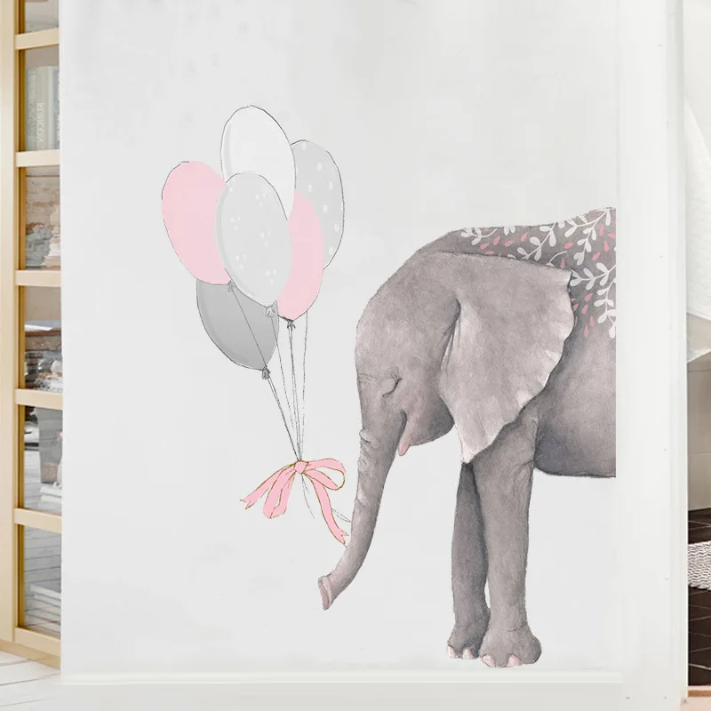 

Cartoon Elephants Balloon Wall Stickers Living Room Kids Room Decor Baby Nursery Decal Self Adhesive Wallpaper