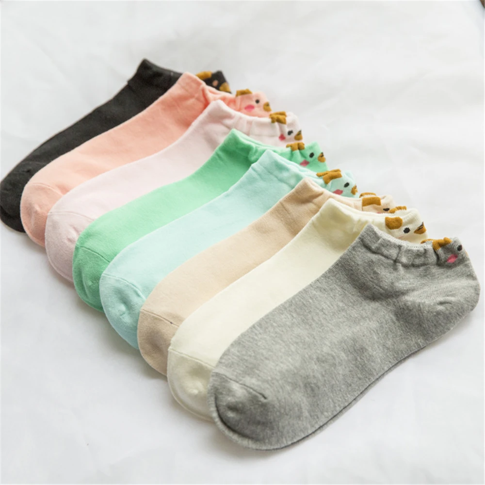 

Comfortable Shallow Mouth Student Casual Solid Color Cotton Women Socks