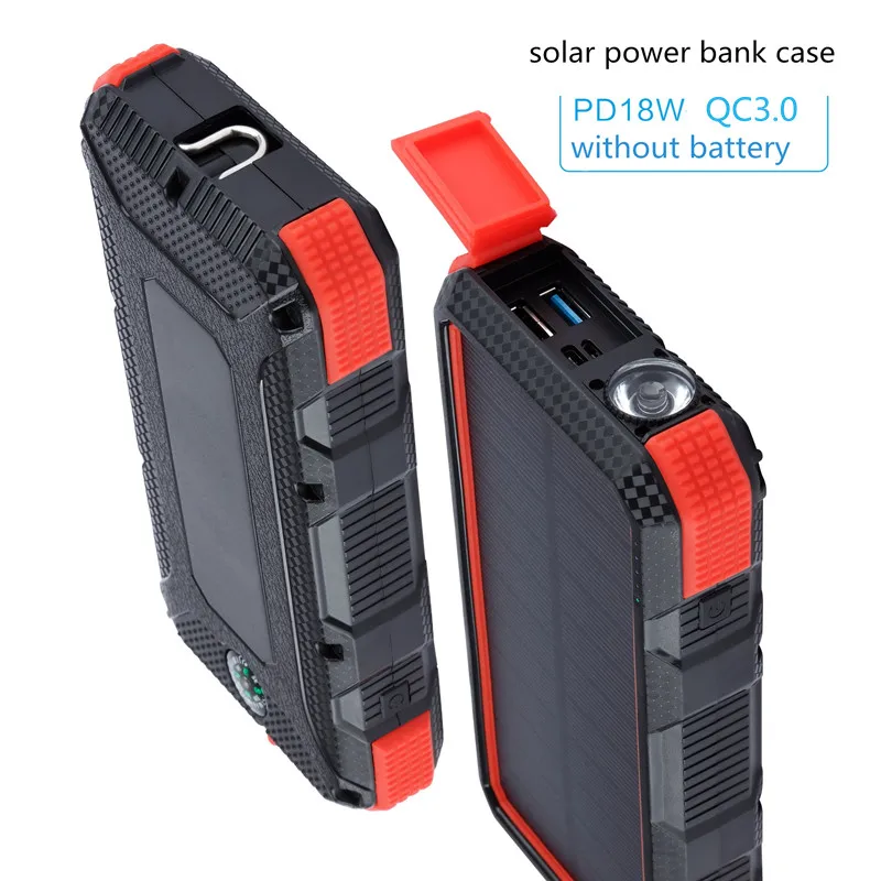 Solar Battery Power Bank Flashlight Flashlight Battery Charger Box