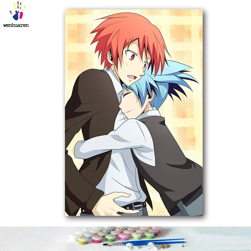 Сделай Сам картинки для раскраски по номерам с цветами убийца класс Korosensei картина Рисование по номерам в рамке - Цвет: 0222