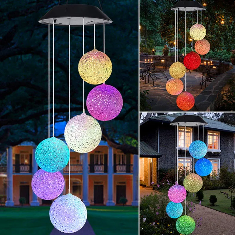 

9 kinds of Solar Light Outdoor Powered LED Wind Chime Color Change Spiral Wind Chime Outdoor Light Decorative Garden Light