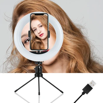 

Selfie lamp light for smartphone Live Streaming tripod,led beads camera phone stand 20cm Beauty Makeup Ring Light
