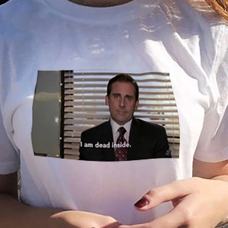 Модная летняя футболка с надписью «I am dead inside»; забавная футболка для офиса; футболка унисекс с Майклом Скоттом; Tumblr Grunge