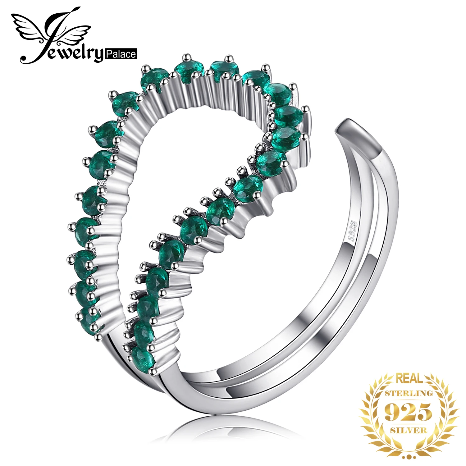 JewelryPalace 0.5ct Nano России имитация Изумрудный Открытое кольцо 925 пробы серебро