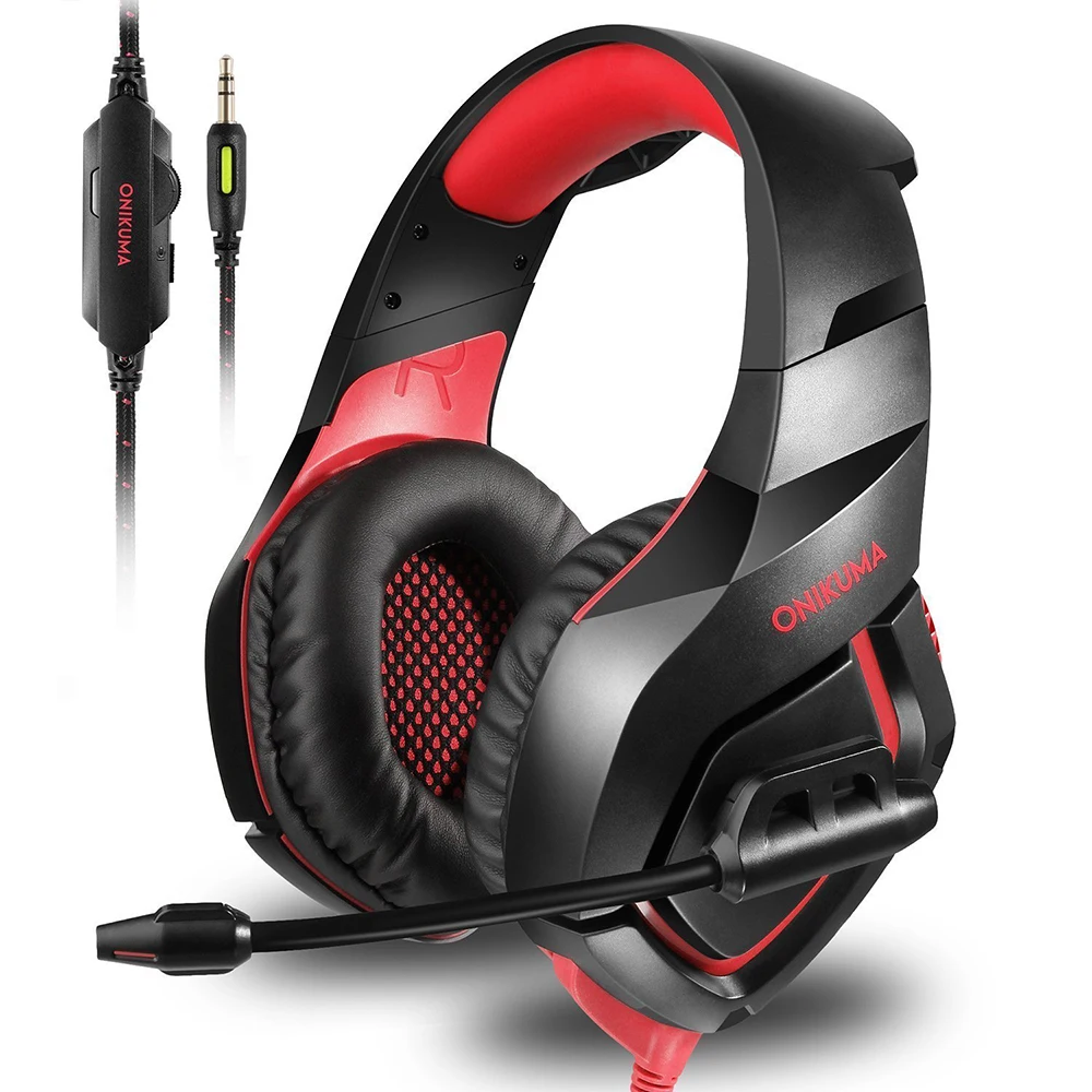 Red Without LED K1-B PS4 игровая гарнитура к персональному компьютеру наушники стерео бас USB 3,5 мм светодиодный с всенаправленным микрофоном Регулятор громкости для ноутбук Xbox - Цвет: Red Without LED