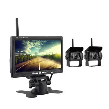 

Wireless Digital 2 Car Reversing Backup Cameras System Night Vision + 7 Inch HD 720P Monitor Car Rear Monitor for Truck