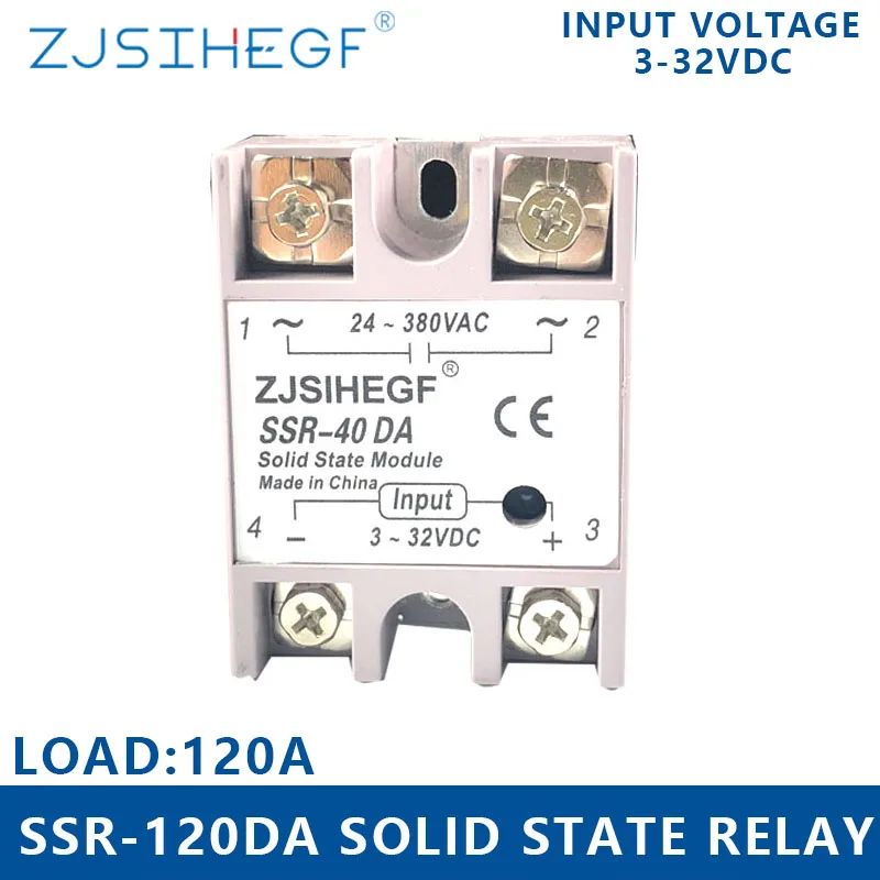 

CHina factory SSR-120DA Solid State Relay 120A 3-32V DC Input 24-380V AC SSR 120DA Relay for temperaturer control solution