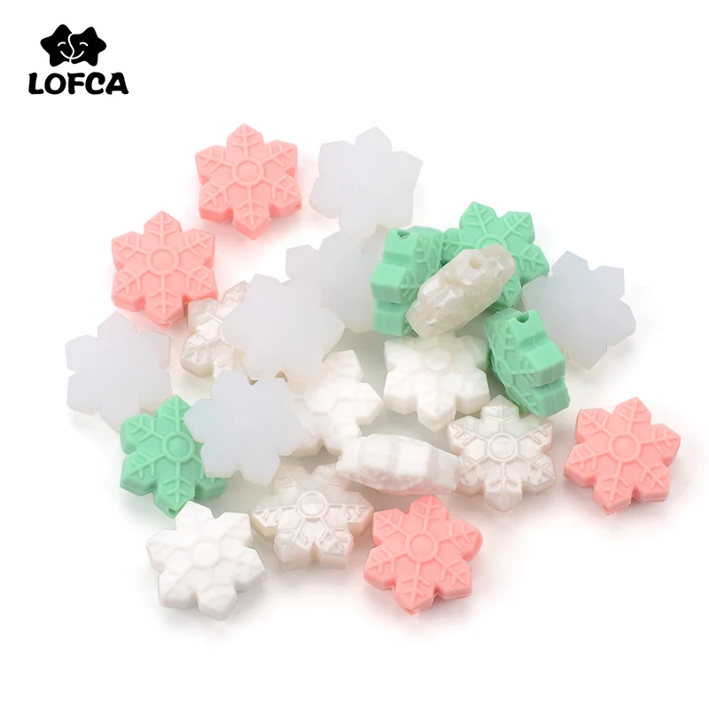 LOFCA 5 шт./лот круглые свободные силиконовые бусины в виде снежинки для силиконового ожерелья DIY Силиконовое прорезиненное Силиконовое ожерелье Для Прорезывания Зубов Бусины BPA бесплатно