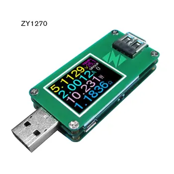 

ZY1270 USB Tester Current Voltage Coulometric Capacity Meter Voltmeter Ammeter Green table USB2.0 Communication