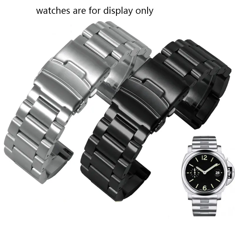 Thickened stainless steel watch strap adapted to Penerai men's band PAM111 black replacement chain 22mm 24mm | Наручные часы