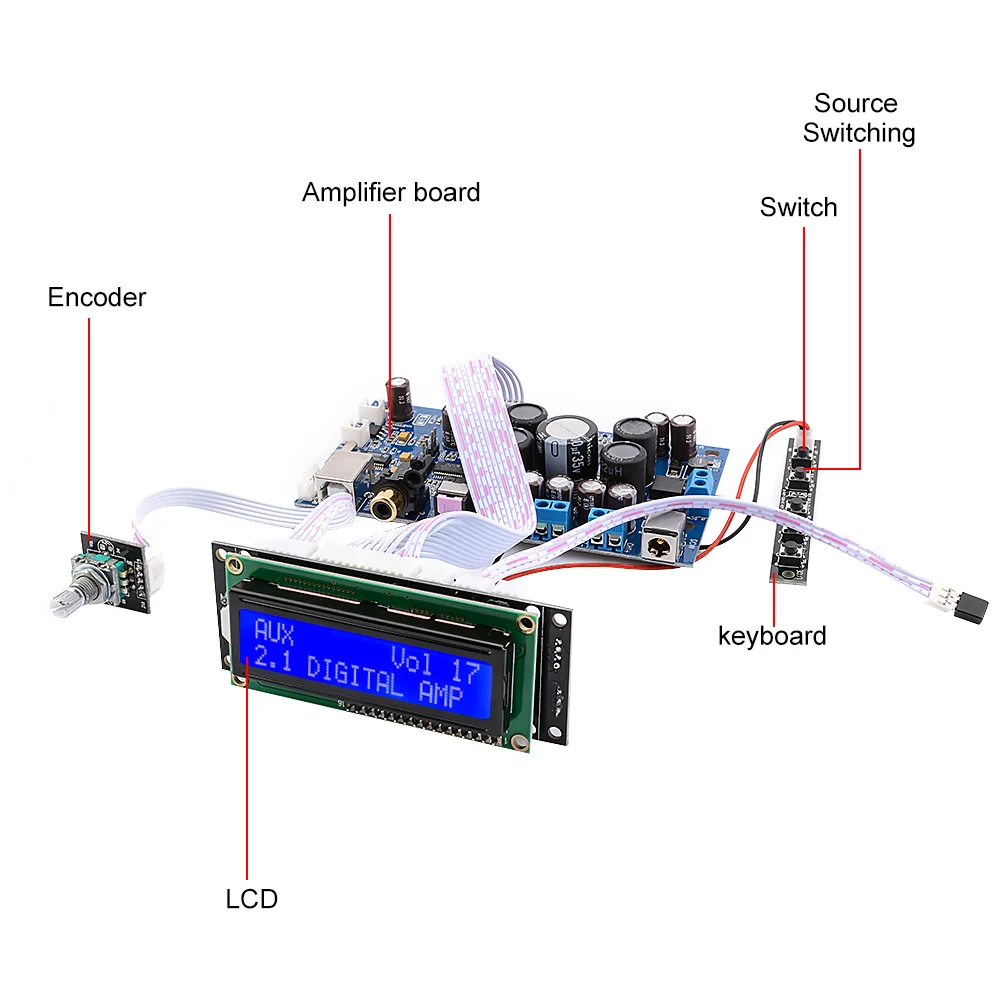 AIYIMA STA350 Digital Power Amplifier Board Audio Amplificador Coaxial Fiber USB Input PCM2704 Decoding Support 2.1 / 2.0 Mode