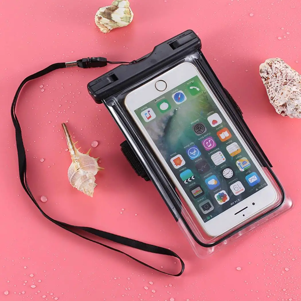 New Luminous Mobile Phone Waterproof Bag PVC Waterproof Cell Phone Bag Swimming Diving Outdoor Tied Arm Lanyard