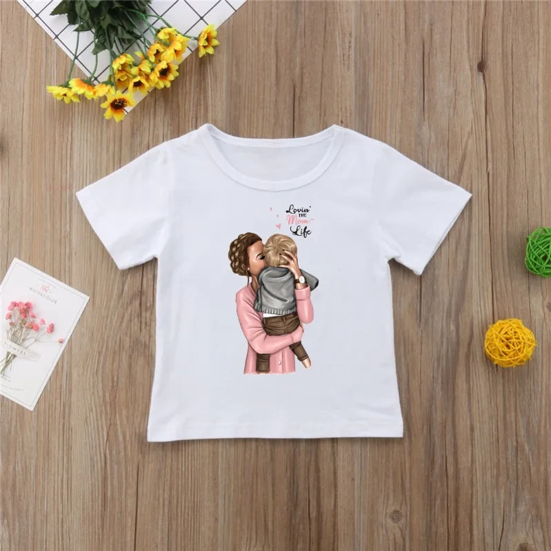 Новая семейная футболка с принтом Одежда «Мама и я» Семейные комплекты с короткими рукавами QT-1924