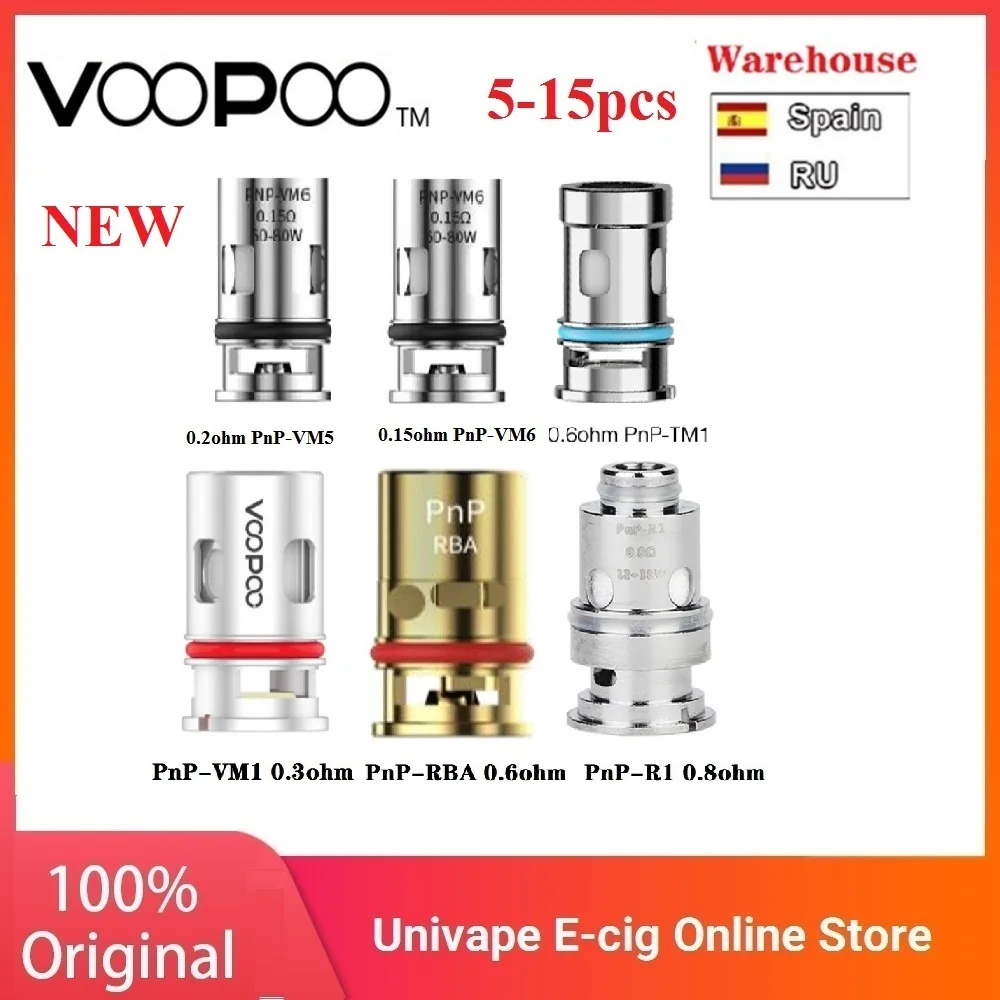 5-15 шт. оригинальный VOOPOO PnP катушки 0.3ohm/0 8 ом Металлическая сетка/0.6ohm TM1/0.2ohm PnP-VM5 для