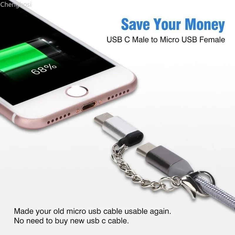 Портативный Анти потерянный брелок USB C к Micro адаптер Женский конвертер 2 0 для Samsung