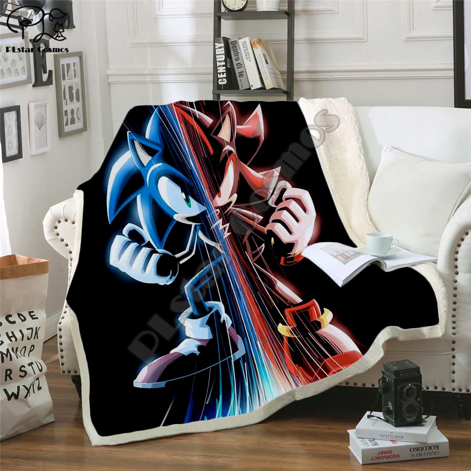 

Kids Anime Super Sonic Blanket Design Flannel Fleece Cartoon Printed Children Warm Bed Throw Blanket newborn bayby Blanket 002