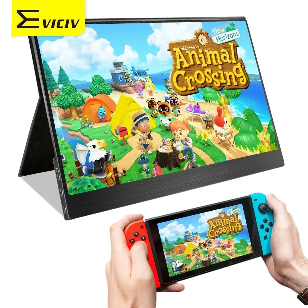 Портативный монитор Eviciv 15 6 ''для Nintendo Switch Animal Cross 1080P HDR IPS экран игровой ноутбук