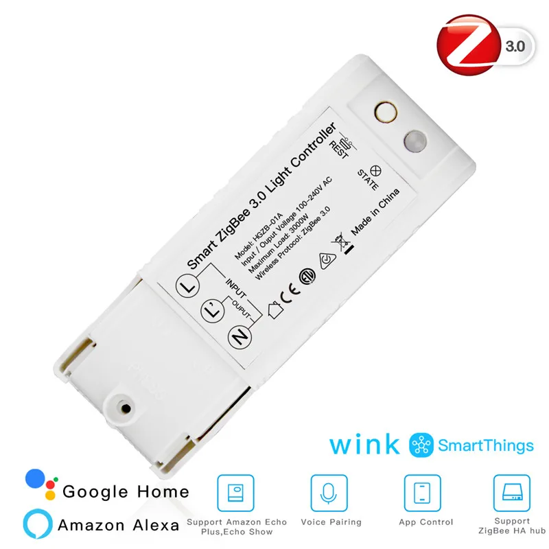 AC100-240V умный светильник ZigBee 3,0 контроллер DIY умный дом автоматизация диммер переключатель совместим с Echo Plus Alexa SmartThings