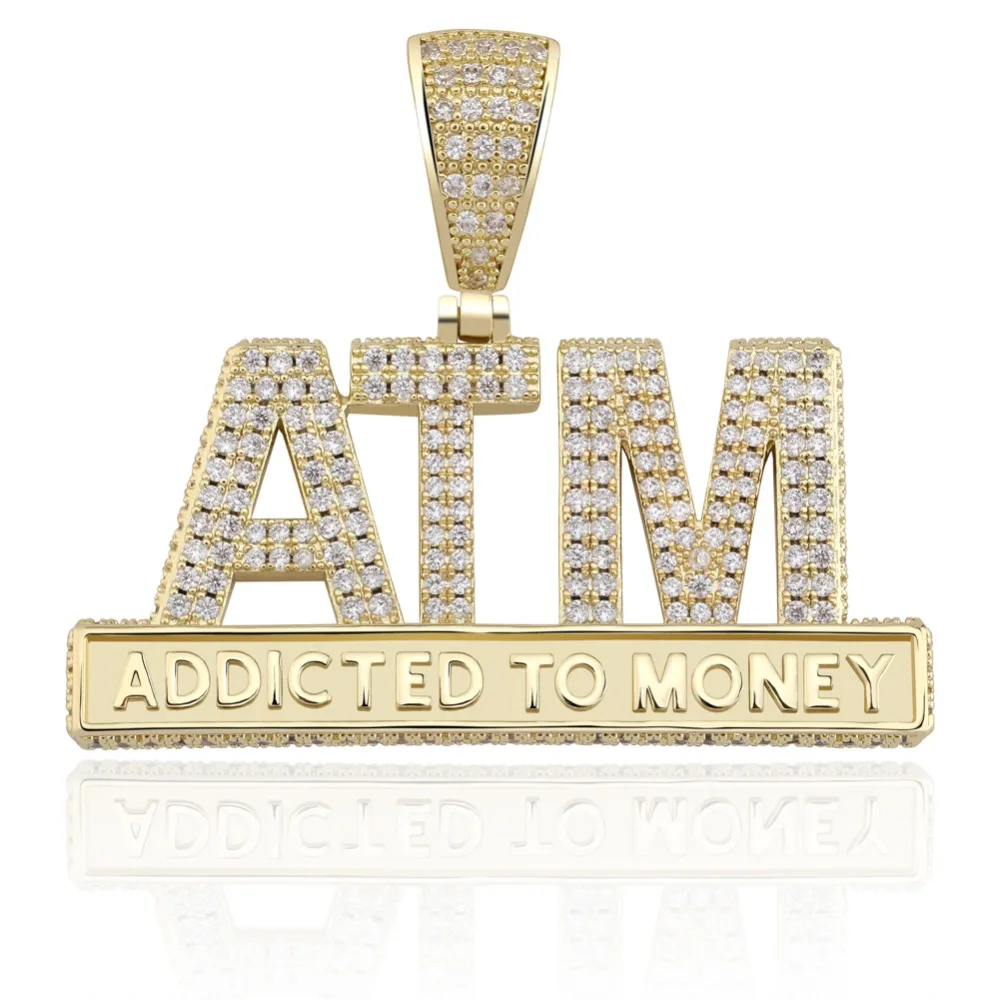 TOPGRILLZ Iced Out кубический циркон ATM кулон и ожерелье Золото Серебро Цвет личности мужские хип хоп ювелирные изделия для подарков