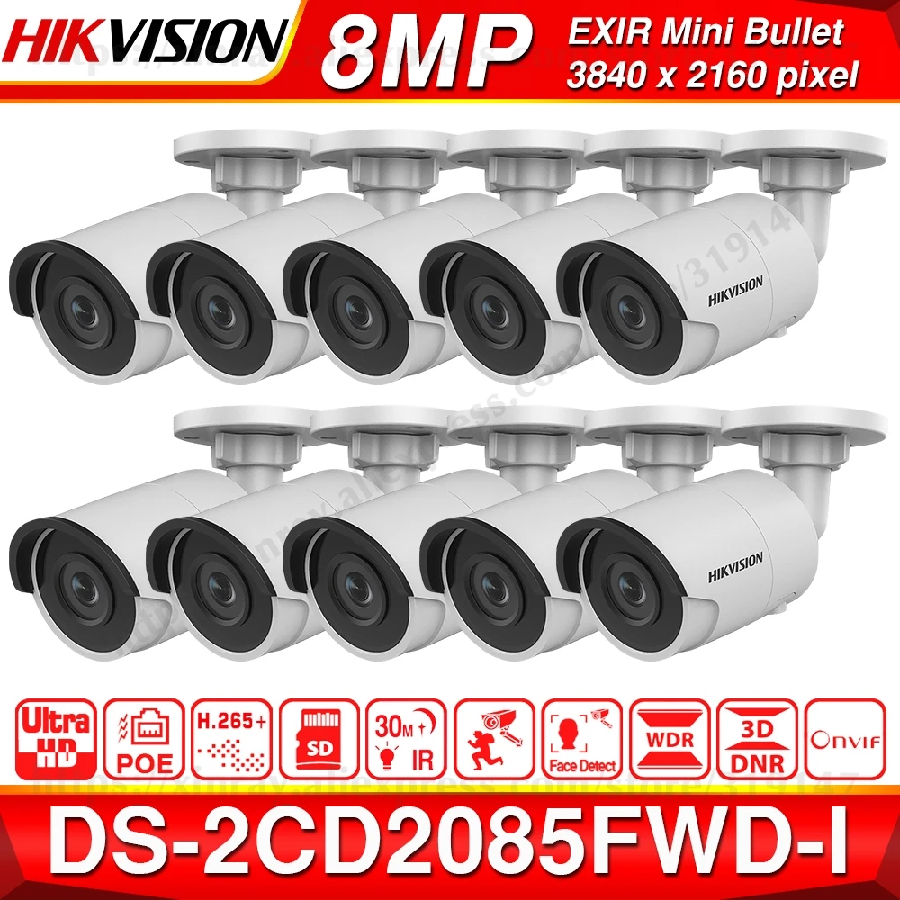 Предпродажа Hikvision DS-2CD2085FWD-I оригинальная ip-камера 8MP цилиндрическая сетевая CCTV камера обновляемая WDR POE слот для sd-карты 10 шт./лот