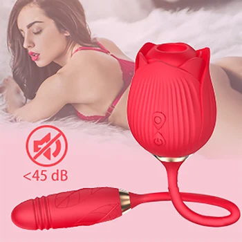 Rose Toy For Women,Clitoral Sucking Vibrator With Ball Vibrating Egg G Spot Dildo Clitoris Stimulator,2 In 1 Vaginal Anal Plug 5