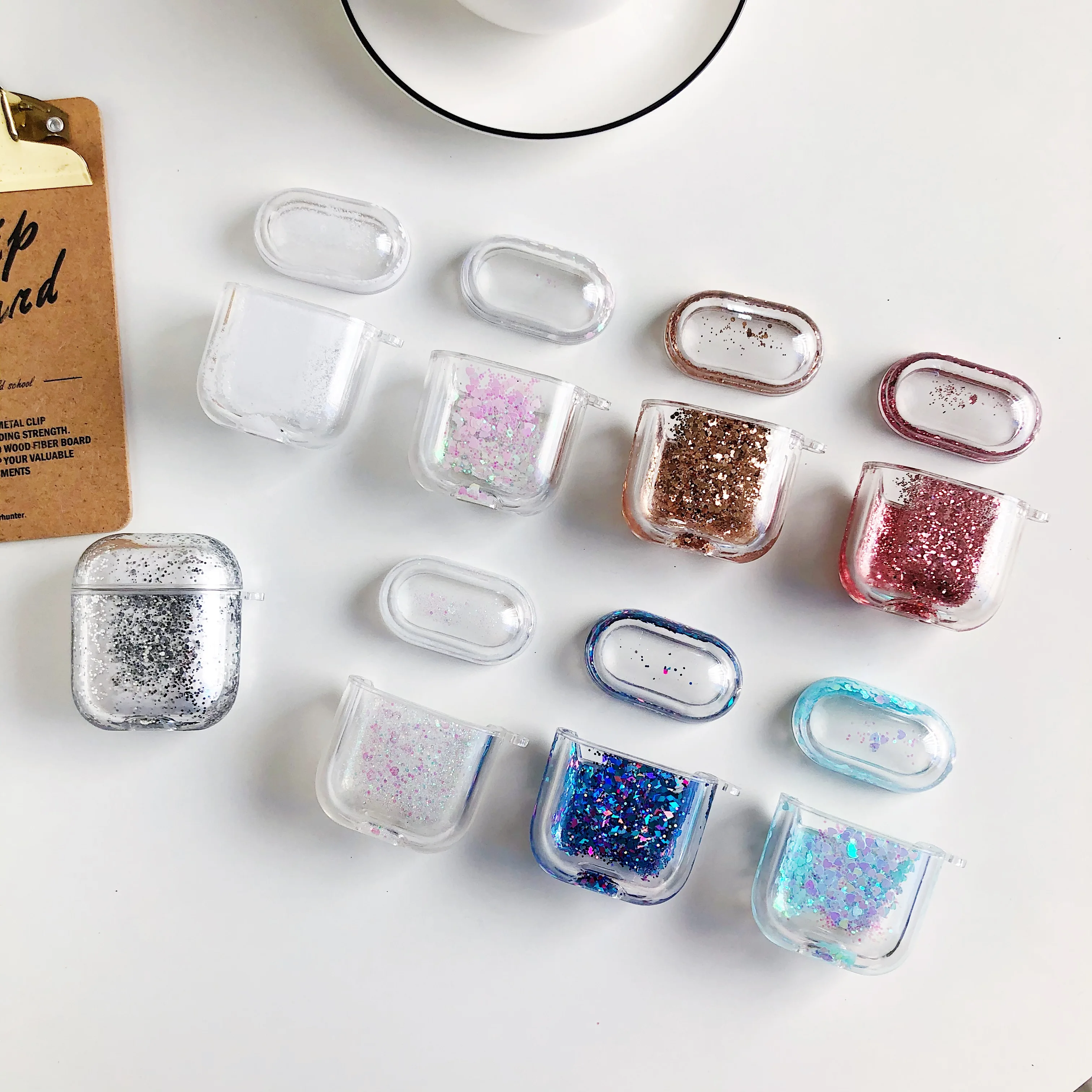 Чехол для наушников 2LC Lumious Glitter Airpods 1/2 прозрачный защитный чехол с динамической