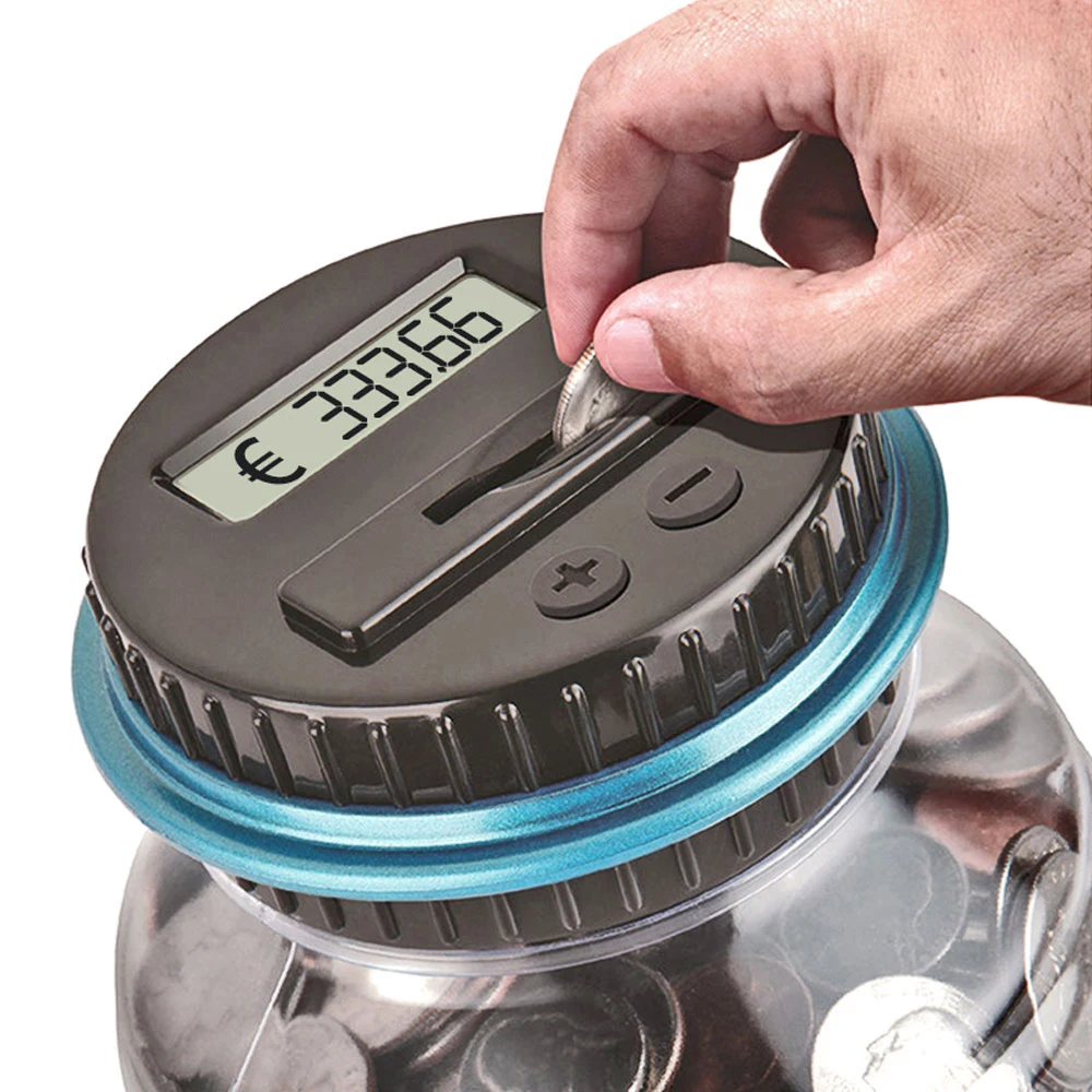 Digital Piggy Bank Counter Coin Electronic Digital LCD Counting Coin Money Saving Box Jar Coins Storage Box for Euro GBP Money 2