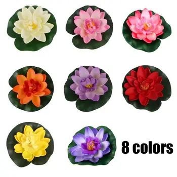 1pc 10cm Artificial Lotus Garden Pond Pool Floating Wedding Home Lotus Lily Flower Water Flowers Fake Decoration Simulation F6J4