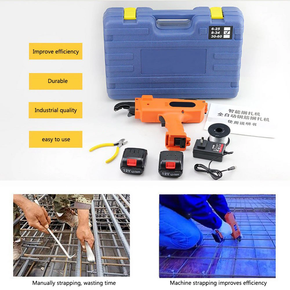 Electric Pipe Threader Automatic Cordless Rebar Strapping Machine With Accessories Rechargeable Handheld for Building Rebar Tier