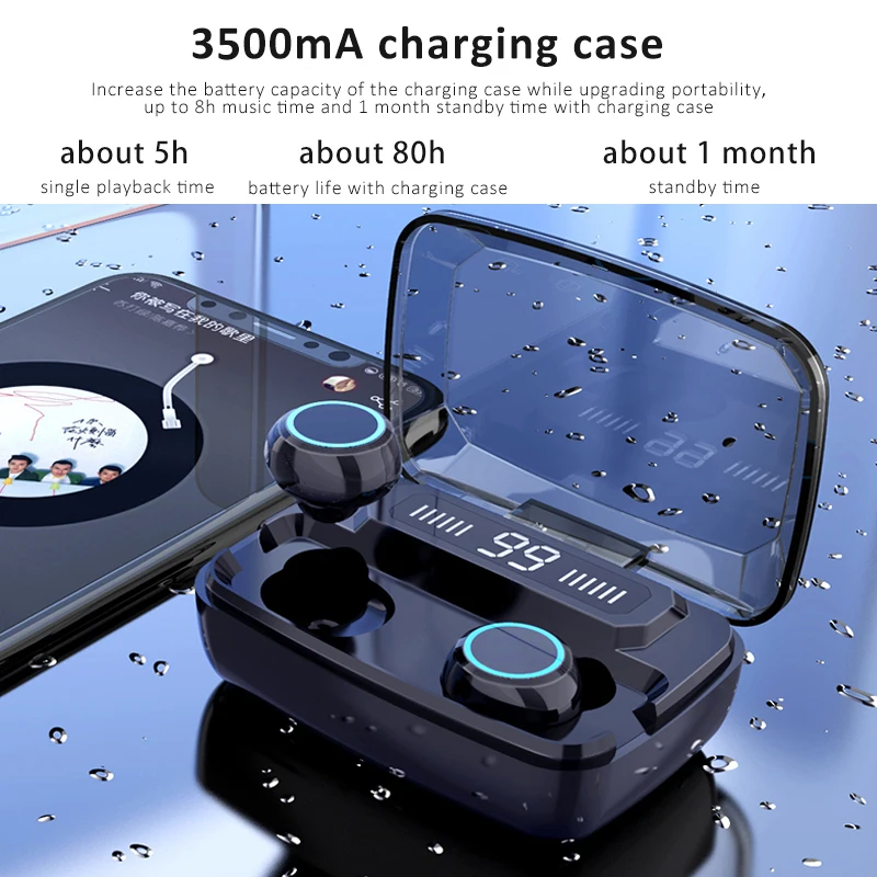 Наушники-вкладыши, настоящие беспроводные наушники, Bluetooth наушники, музыкальные наушники TWS, гарнитура с микрофоном для телефона