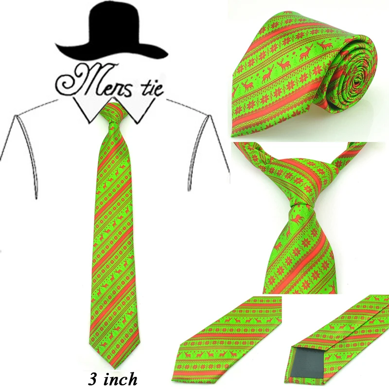 Новый красивый 3 дюймовый Рождественский галстук 7 "Рождество/Новый год" Дизайн смешанный Полиэстер Тканые Классические мужские милые