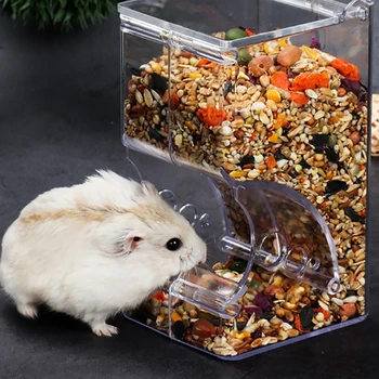 

Hamster Rabbit Food Dispenser Feeder Plastic Clear Automatic Pet Feeder For Hamster Guinea Pigs Food Bowl Container
