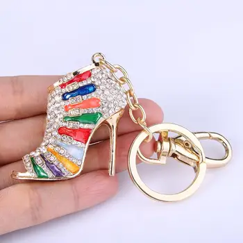 

Tuliper High Heel Shoe Key Chain брелок Bag Wallet Charm Purse Keychain Crystal Enamel Key Ring Women Gold Blue Black Enamel
