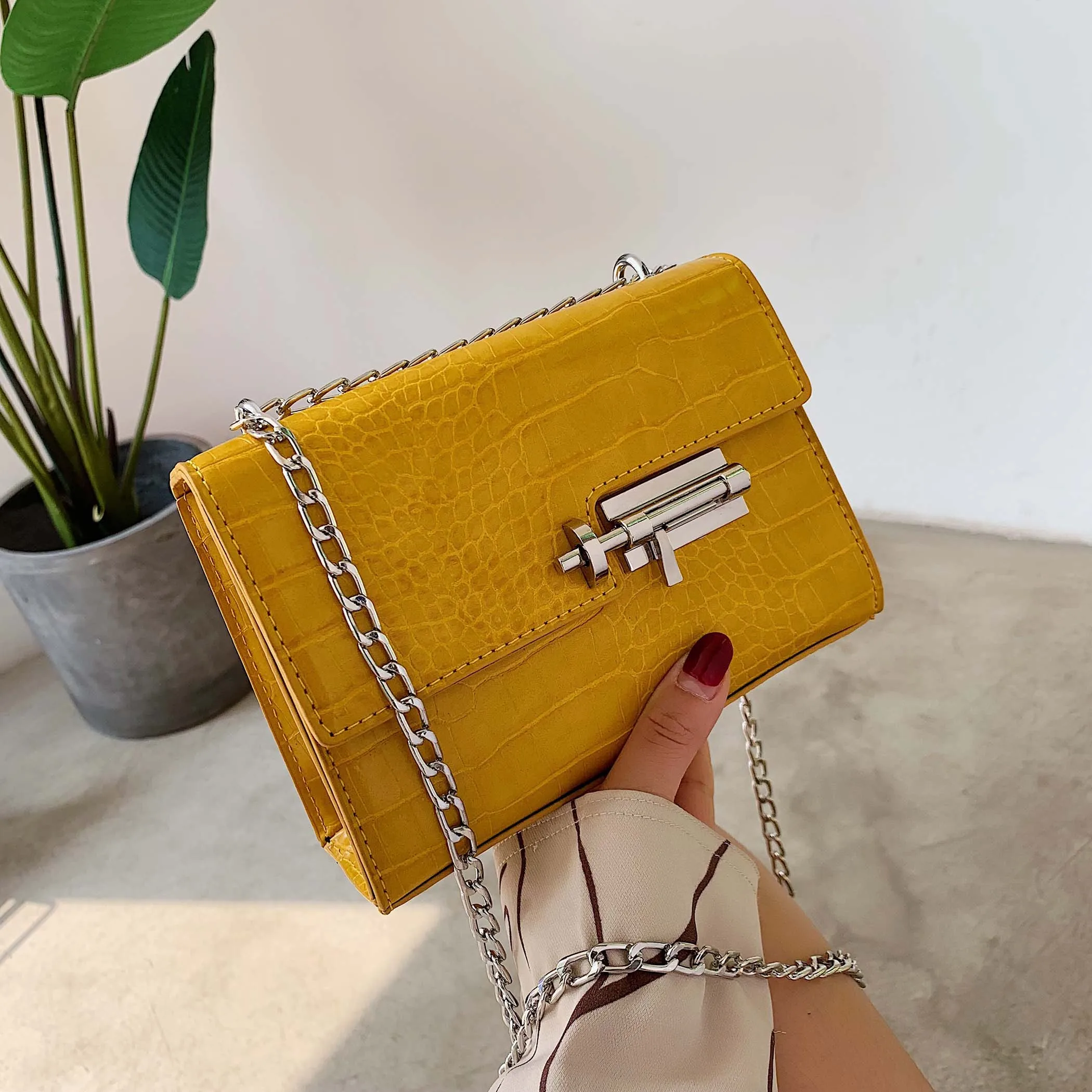

Fashion Small Bag For Women 2019 New Port style PU Stone pattern Leisure Chain Shoulder Bags Crossbody bag
