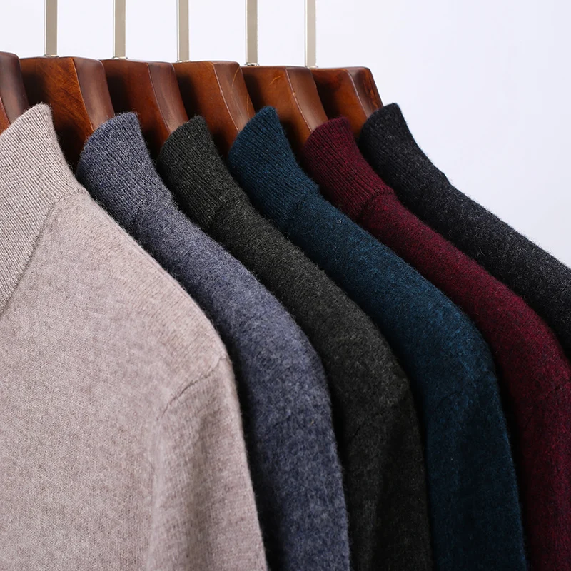 ^Cheap 100% Wool New Fashion Brand Sweater Man Half Zip Pullover Slim Fit Jumpers Knitwear Winter Warm Casual Zipper Mens Clothes