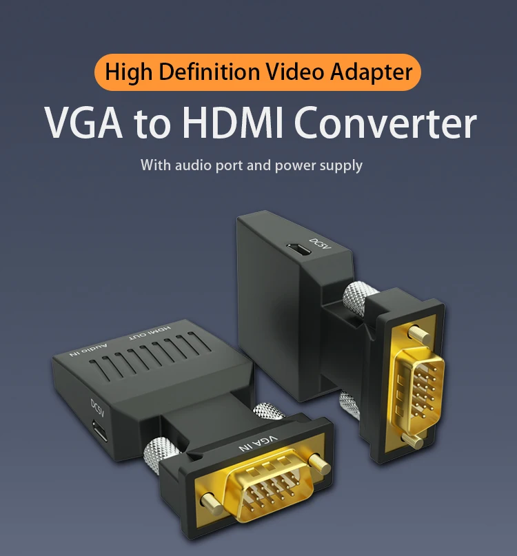 GCX преобразователь из VGA в HDMI аудио видео синхронизация 1080P 60Hz VGA2HDMI для ПК монитор проектор VGA штекер HDMI Женский адаптер